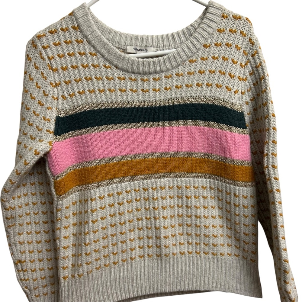 Madewell Metallic Stripe Crew Neck Sweater